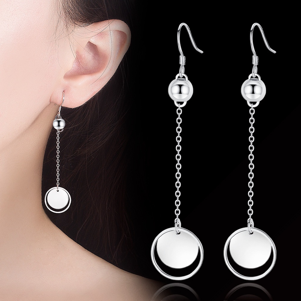 Sun and Moon Earrings Drop Silver S925 Girl Women Women Fashion Jewelry Party Phụ kiện WE54