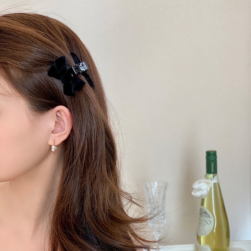 Kẹp Tóc Vải Màu Đen Phong Cách Hàn Quốc 2022 Xinh Xắn Cho Bé Gái