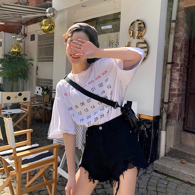 Xiaozhainv Quần short denim màu trơn phối rách thời trang cho nữ | BigBuy360 - bigbuy360.vn