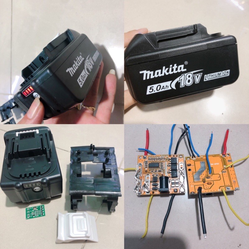 Vỏ kèm mạch pin makita 18v 5A giống zin có leb báo pin
