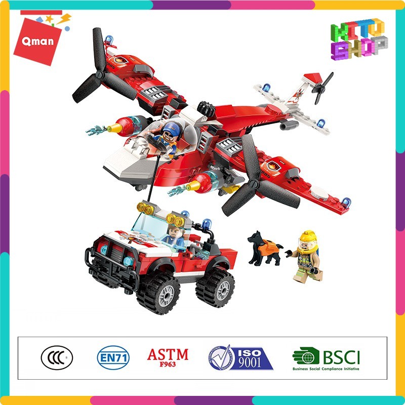 Đồ Chơi Xếp Hình Lego Cho Trẻ Qman 2805 – Máy Bay Cứu Hỏa Chống Cháy Rừng 369 Mảnh Ghép Cho Trẻ Từ 6 Tuổi