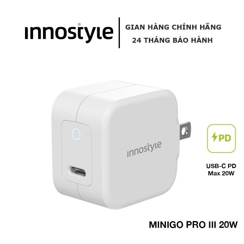 Củ Sạc nhanh Innostyle MiniGo III USB-C PD 20W - IC20PDWHI - Hàng Chính Hãng