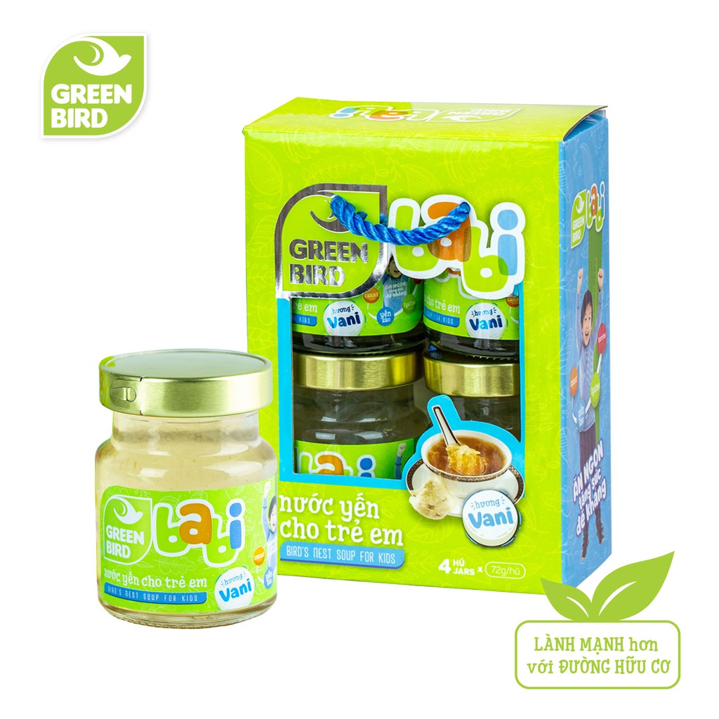 Lốc nước yến cho trẻ em Green Bird babi - NUTRINEST - hương vani - (4 hũx72g)