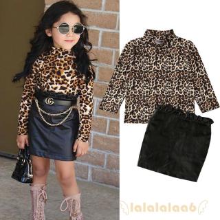 Bộ áo da báo và chân váy cho bé gái