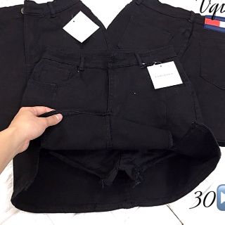 váy liền quần jean lụa Giãn xẽ tà đùi 2 bên size36-38