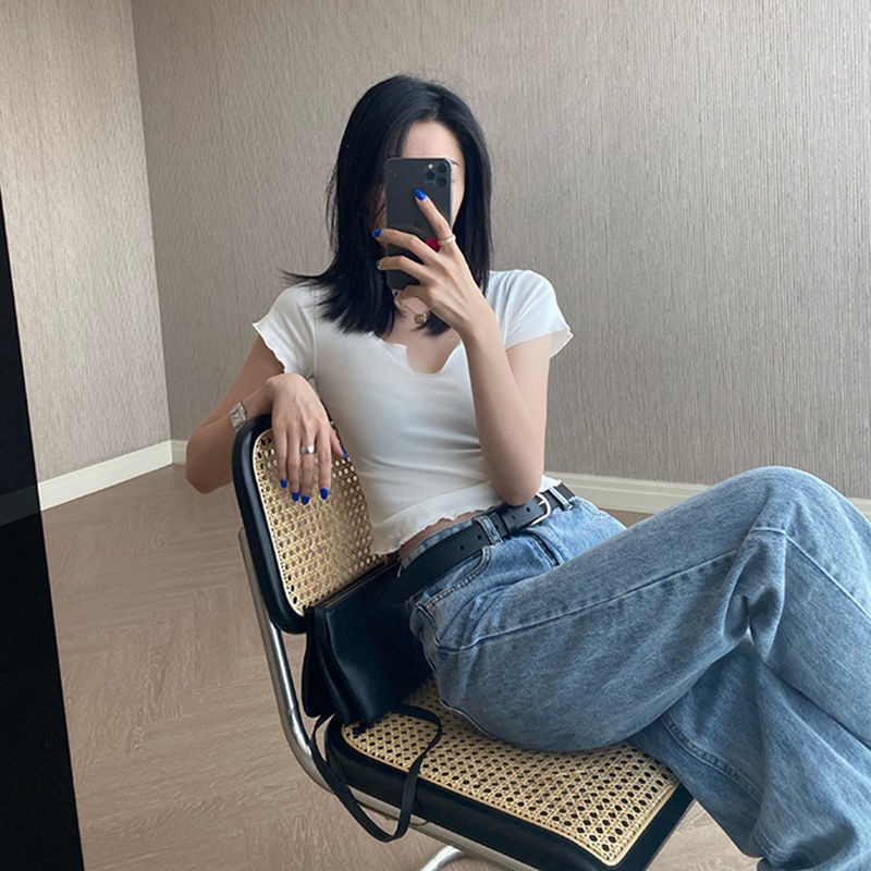 Áo Thun Nữ Croptop Cổ Chữ V Tay Ngắn Dáng Ôm Thời Trang Cá Tính Cho Nữ áo phông nữ JL-TX-83