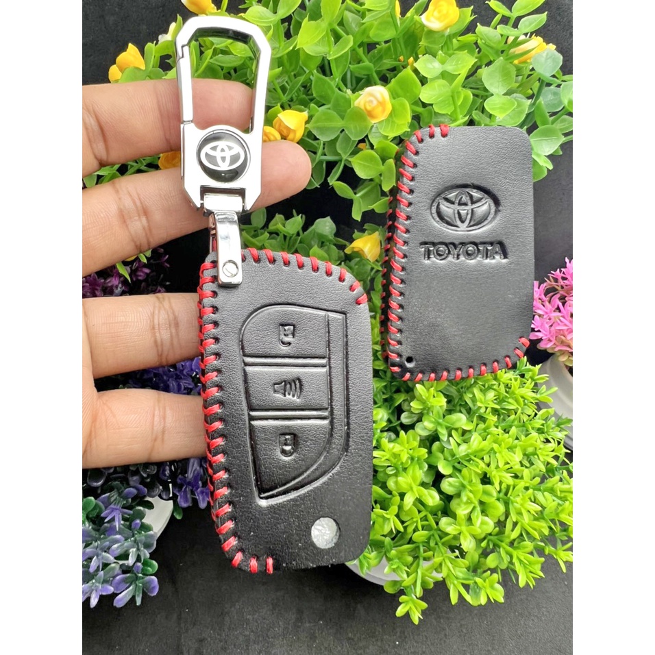 Bao Da chìa khóa gập ô tô Toyota Fortuner 2019,Atis, Innova gập 3 nút  Type 2 - TOY30 6B3