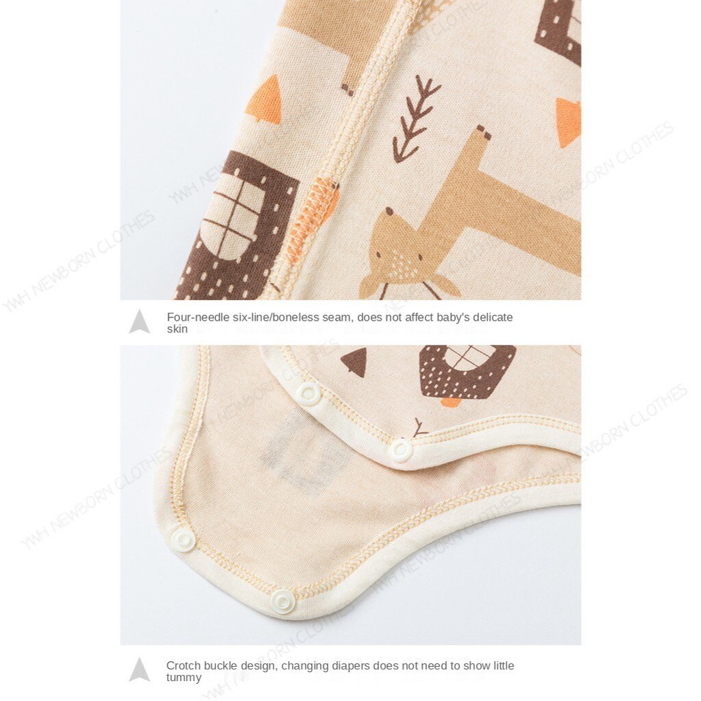 Sơ sinh cotton tam giác túi rắm quần áo trẻ em áo liền quần không tay dễ thương bé trai và bé gái in áo liền quần