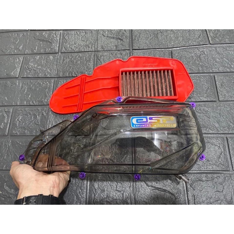 Ốp lọc gió (pô e) Xám Khối gắn các loại xe ab vario click