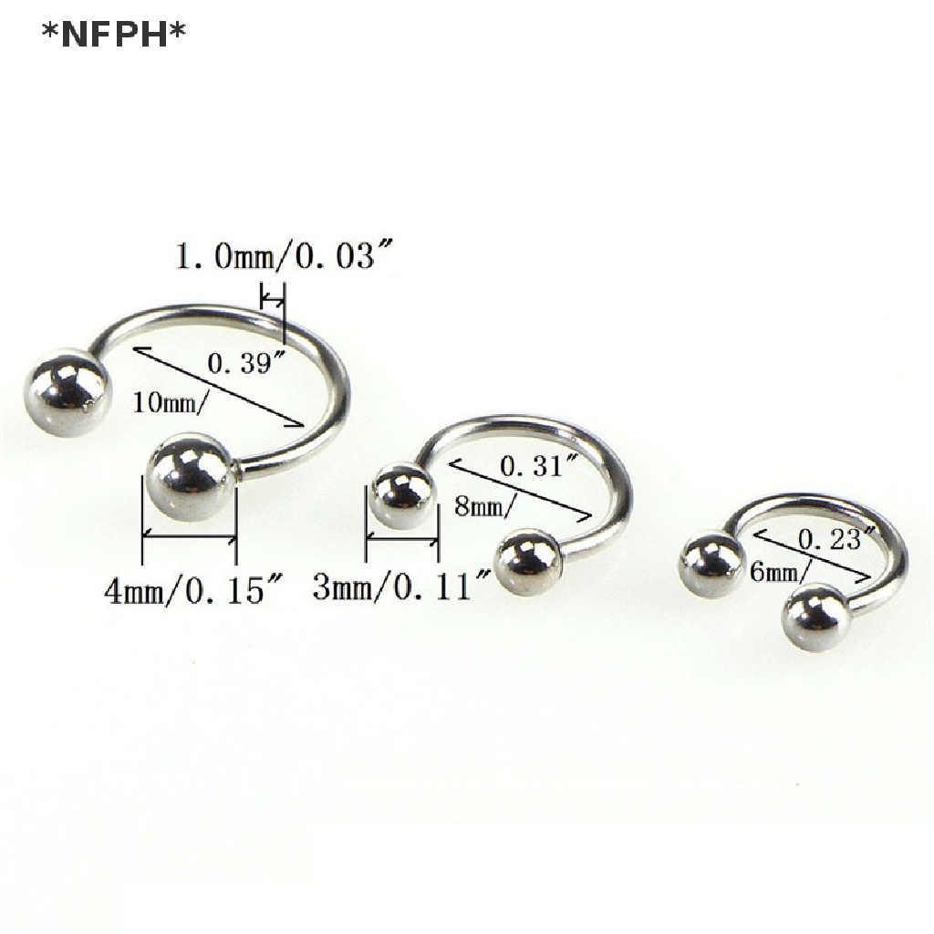 Set 10 Khuyên Mũi / Môi / Tai / Mũi Bằng Thép Không Gỉ