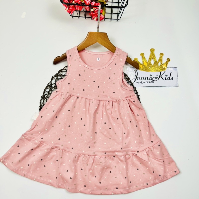 Đầm bé gái 3-5 tuổi dáng xòe thun cotton VNXK Jennie kids J484