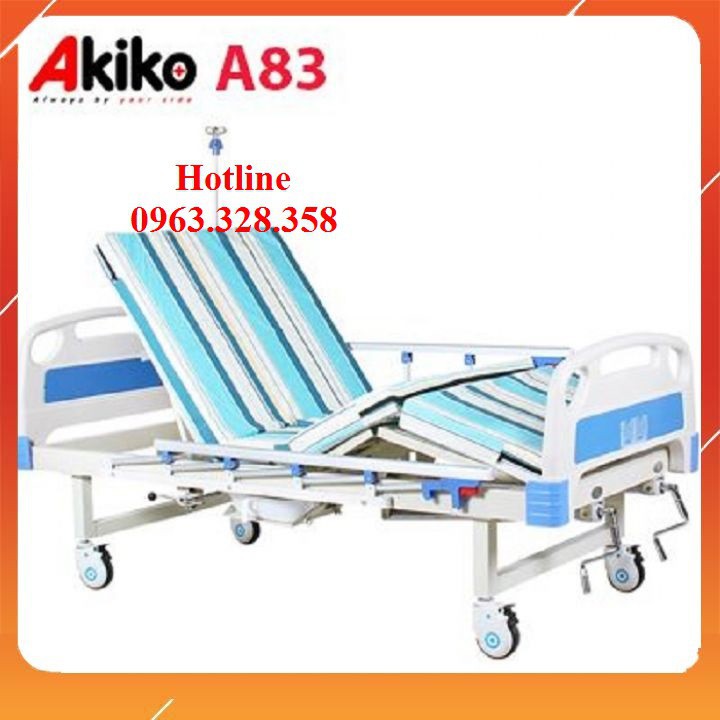 [chính hãng] Giường bệnh nhân 3 tay quay Akiko A83 - Tặng Ngay 01 bộ ga trải giường [thiet bi y te]