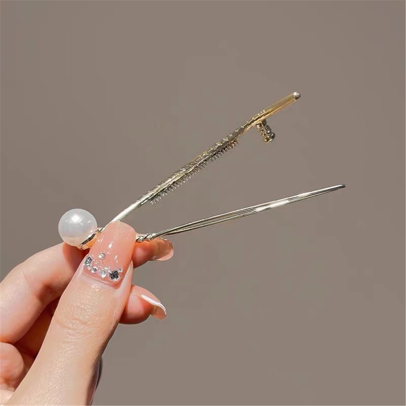 Kẹp Tóc Hình Bướm Đính Ngọc Trai Phong Cách Retro Cho Nữ