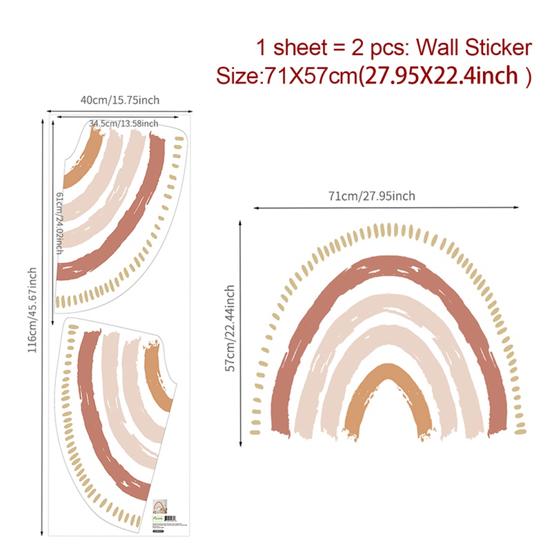 Sticker Dán Tường Họa Tiết Cầu Vồng Nhiều Màu Sắc Bắt Mắt Sành Điệu