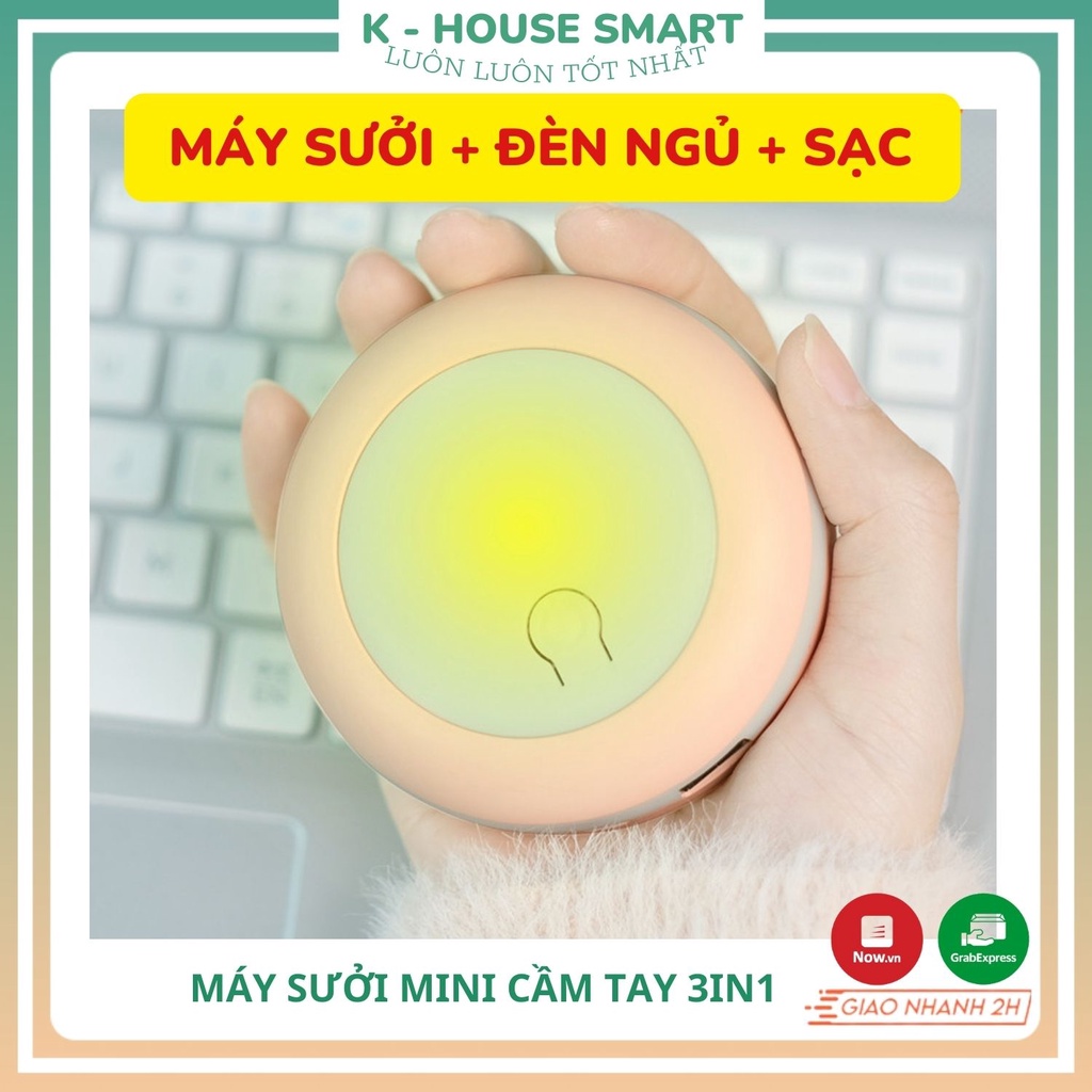 Máy sưởi mini cầm tay đèn ngủ sạc dự phòng 3in1 kiểu dáng xinh món quà mùa đông K-House Smart