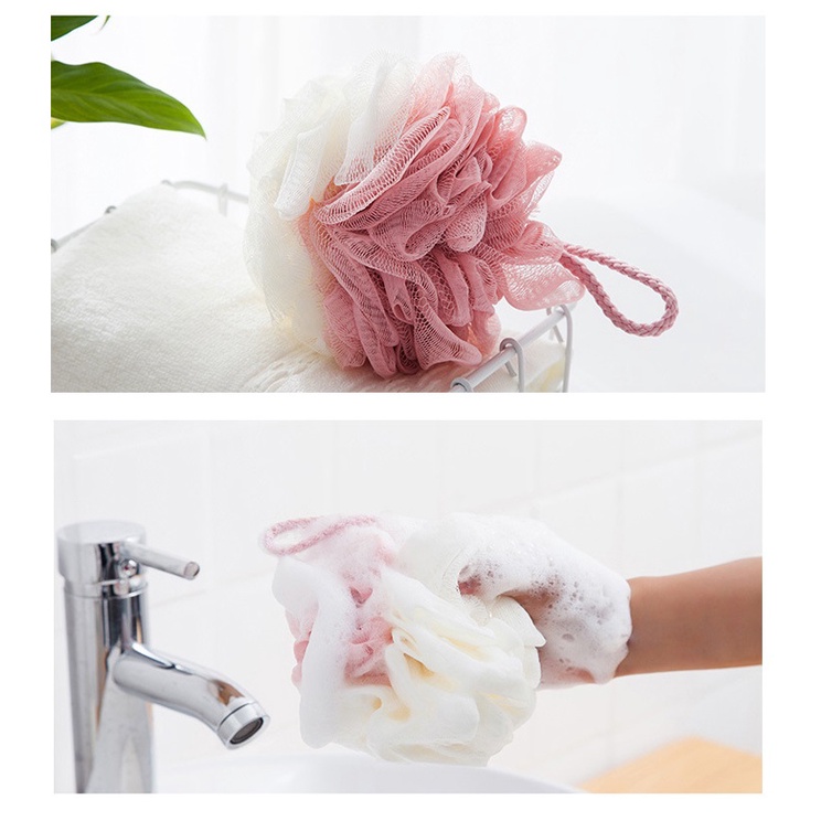 Bông tắm tròn tạo bọt tẩy tế bào chết tiện dụng 55gram- Màu ngẫu nhiên