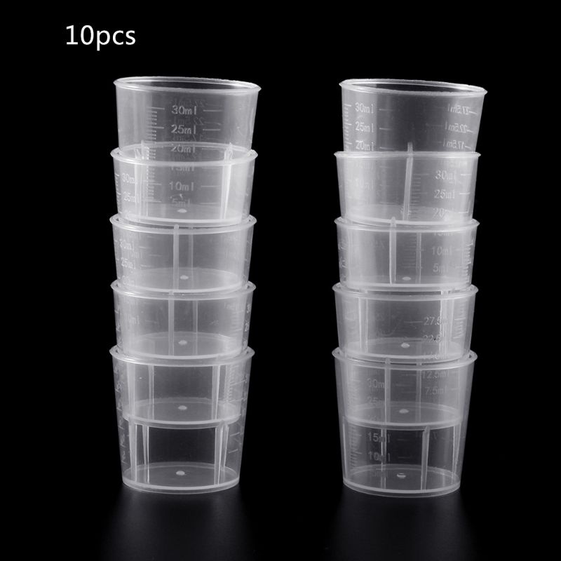 Set 10 Cốc Nhựa Đo Lường 30ml Dùng Để Pha Màu / Vẽ Tranh