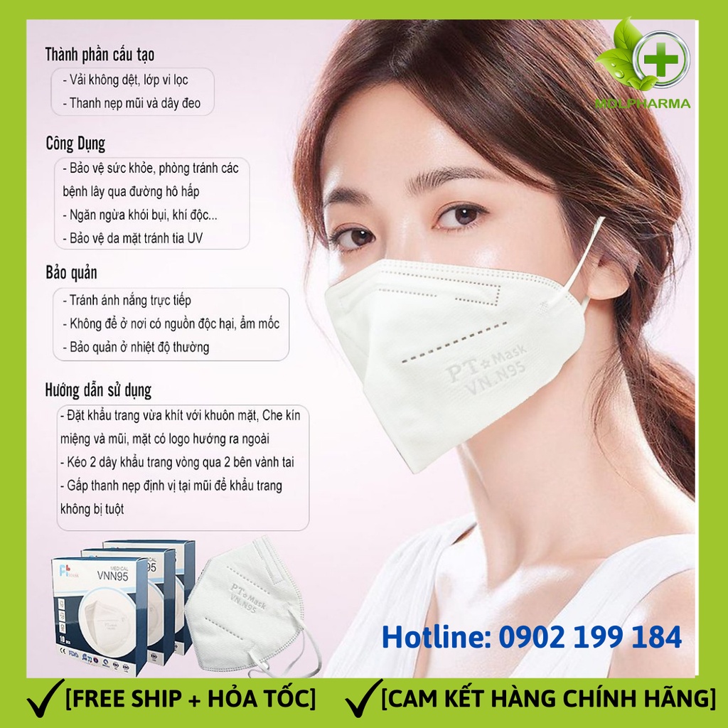 [HỘP 10 CÁI] Khẩu trang N95 hàng chính hãng công ty, chống bụi mịn và kháng khuẩn