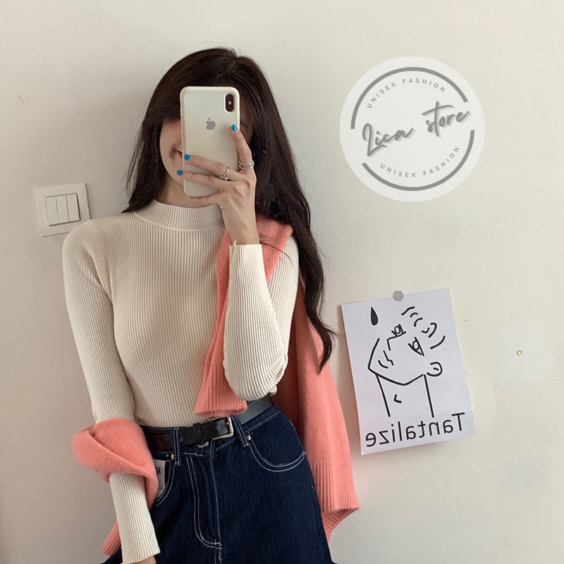 Áo Len Nữ vải tăm giữ nhiệt cổ 3 phân form ôm dáng Quảng Châu LICA-A01 | BigBuy360 - bigbuy360.vn