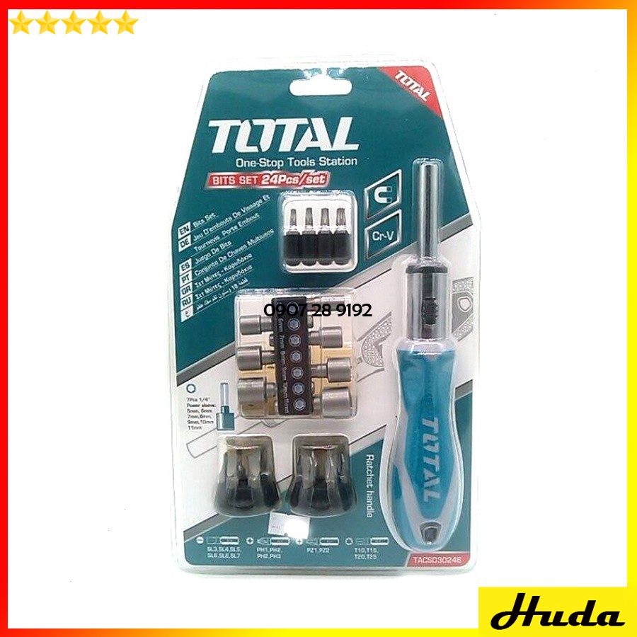 Bộ tua vít tuốc nơ vít đa năng Total Ingco đầu vít 15-24 chi tiết chống rỉ, đầu vít thay đổi linh hoạt LKJ