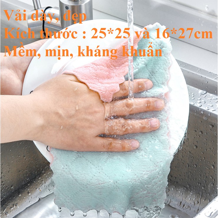 [ Loại To - Đẹp ] Khăn Lau Đa Năng / Lau Bếp, Bát Đĩa, Bàn Ghế .../ Loại To 16*27cm, 25*25cm / Bihome | BigBuy360 - bigbuy360.vn