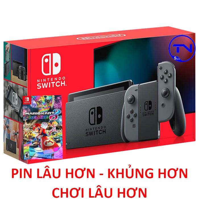 Máy Nintendo Switch V2 Tặng Super Mario Deluxe Kart 8 [Pin Lâu Hơn + Bảo hành 12 tháng]