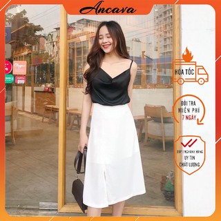 Áo lụa 2 dây cổ đổ chất lụa satin hàng đẹp - Đủ Size