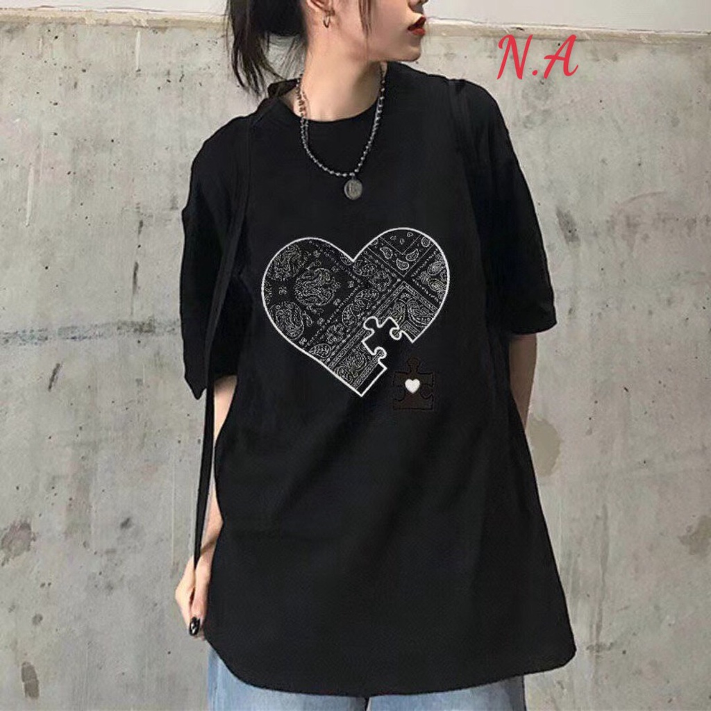 Áo thun tim ghép chất su cotton freesize phù hợp đi chơi đi học