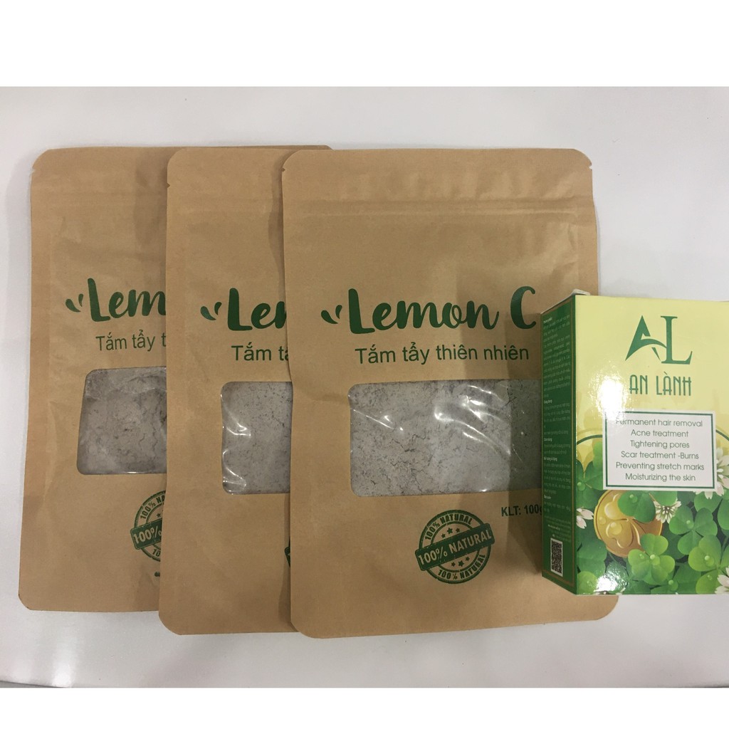Combo viêm nang lông, mụn lưng (mỡ trăn + 3 gói bôt tắm Lemon C)