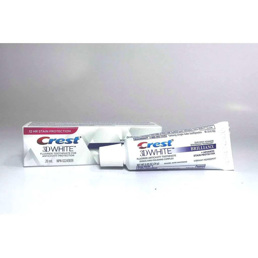 Kem đánh răng Crest 3D White Advanced Whitening/ Brilliance USA 158gr và 24gr