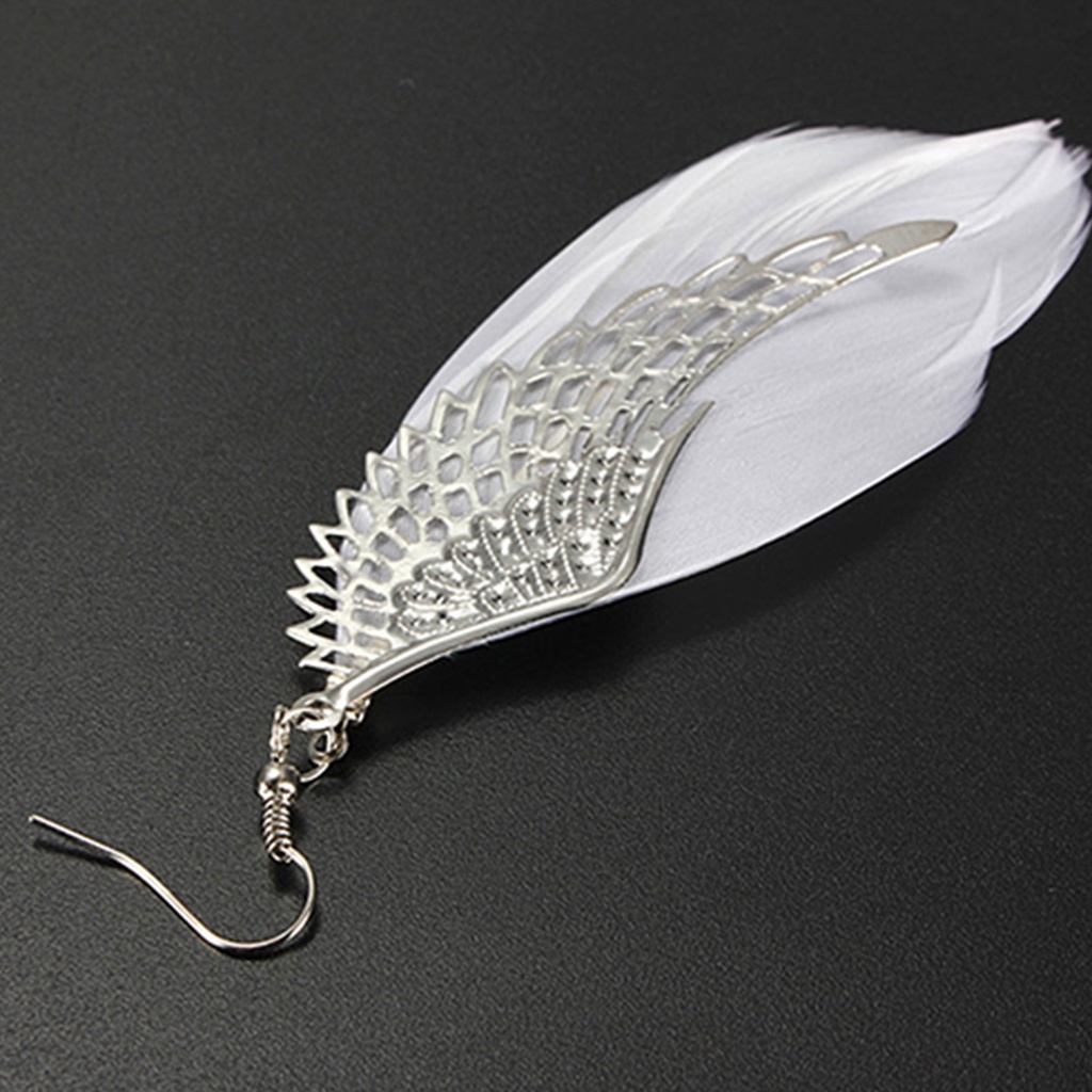 Khuyên tai nữ trang đính lông vũ tạo hình độc đáo sáng tạo