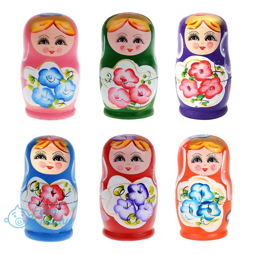 Set 5 búp bê Matryoshka bằng gỗ vẽ bằng tay của Nga