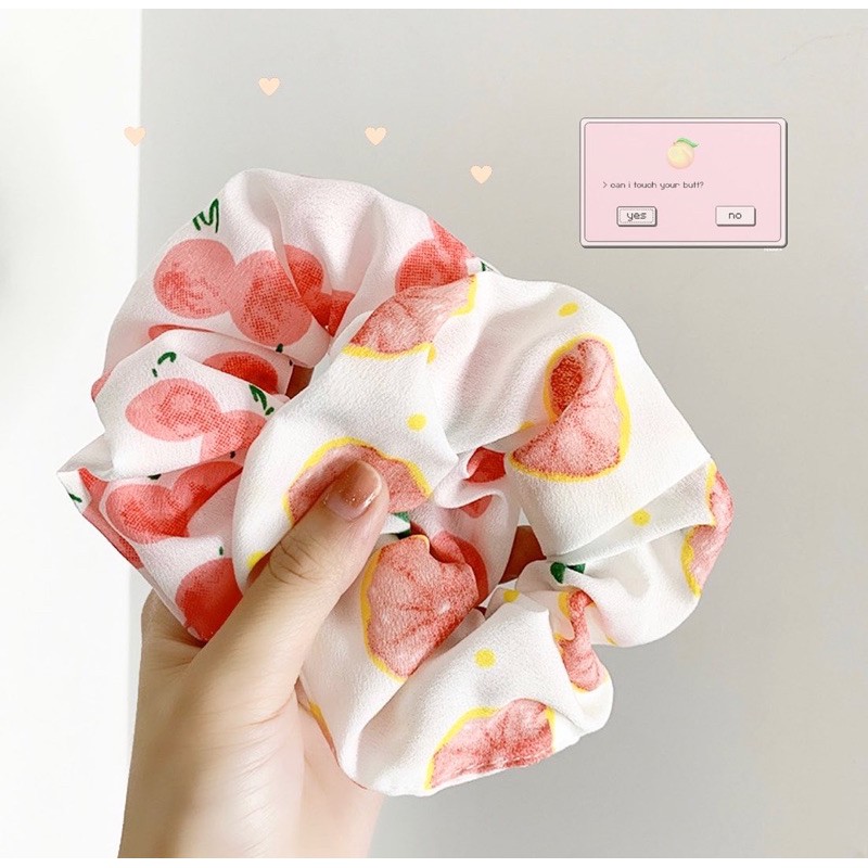 Cột tóc scrunchies hoa quả mẫu mới 2021