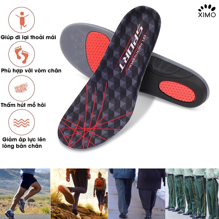 Lót giày thể thao Arch Support Sport XIMO chỉnh hình và tốt cho gan bàn chân XLGF01