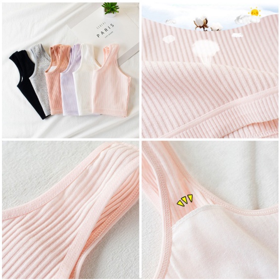 Áo Bra Cotton 35-45kg 6-18 Y Cho Bé Gái Tập Thể Thao