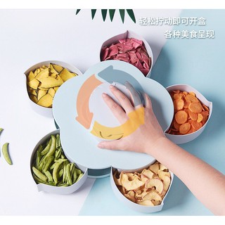 Hộp đựng mứt bánh kẹo 5 canh xoay, có nắp giữ điện thoại tiện lợi
