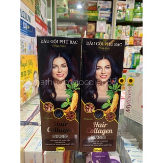 Dầu gội phủ bạc Organic Hair collagen nano thảo dược 200ml