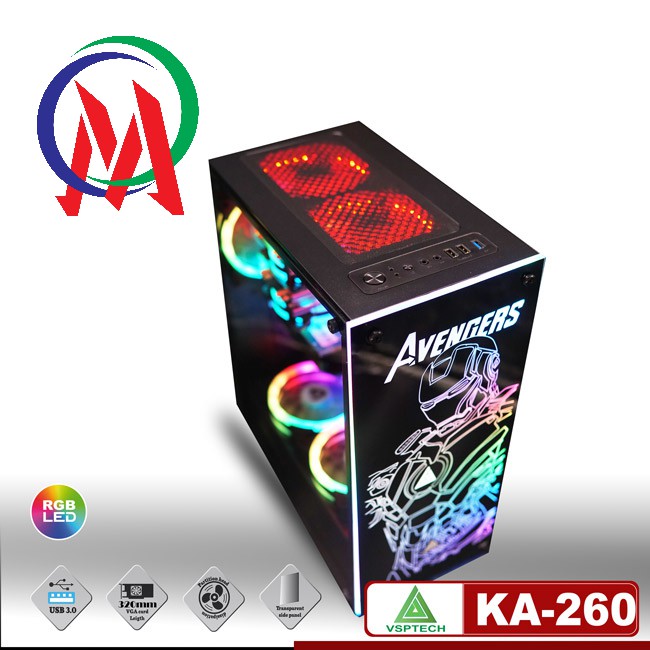 Vỏ Case máy tính gaming VSPTECH AVENGERS KA-260 Có Sẵn LED RGB