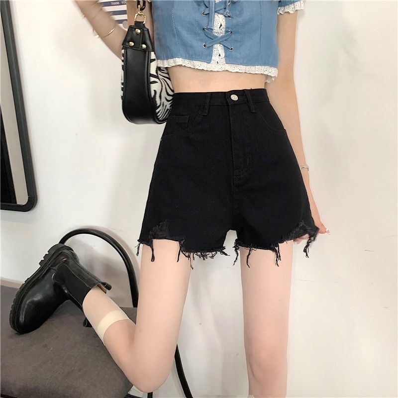 COZOKC COZOK Quần đùi denim COZOK lưng cao ống rộng thiết kế hợp thời trang