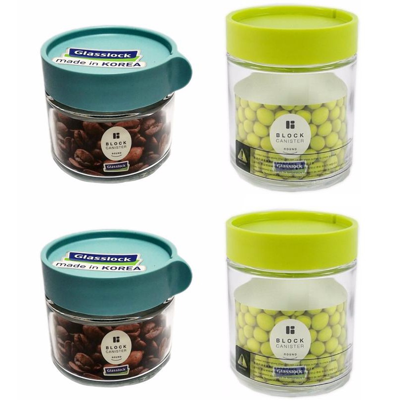 Bộ 04 hũ thủy tinh 400ml * 2 + 250ml * 2 GLASSLOCK made in KOREA