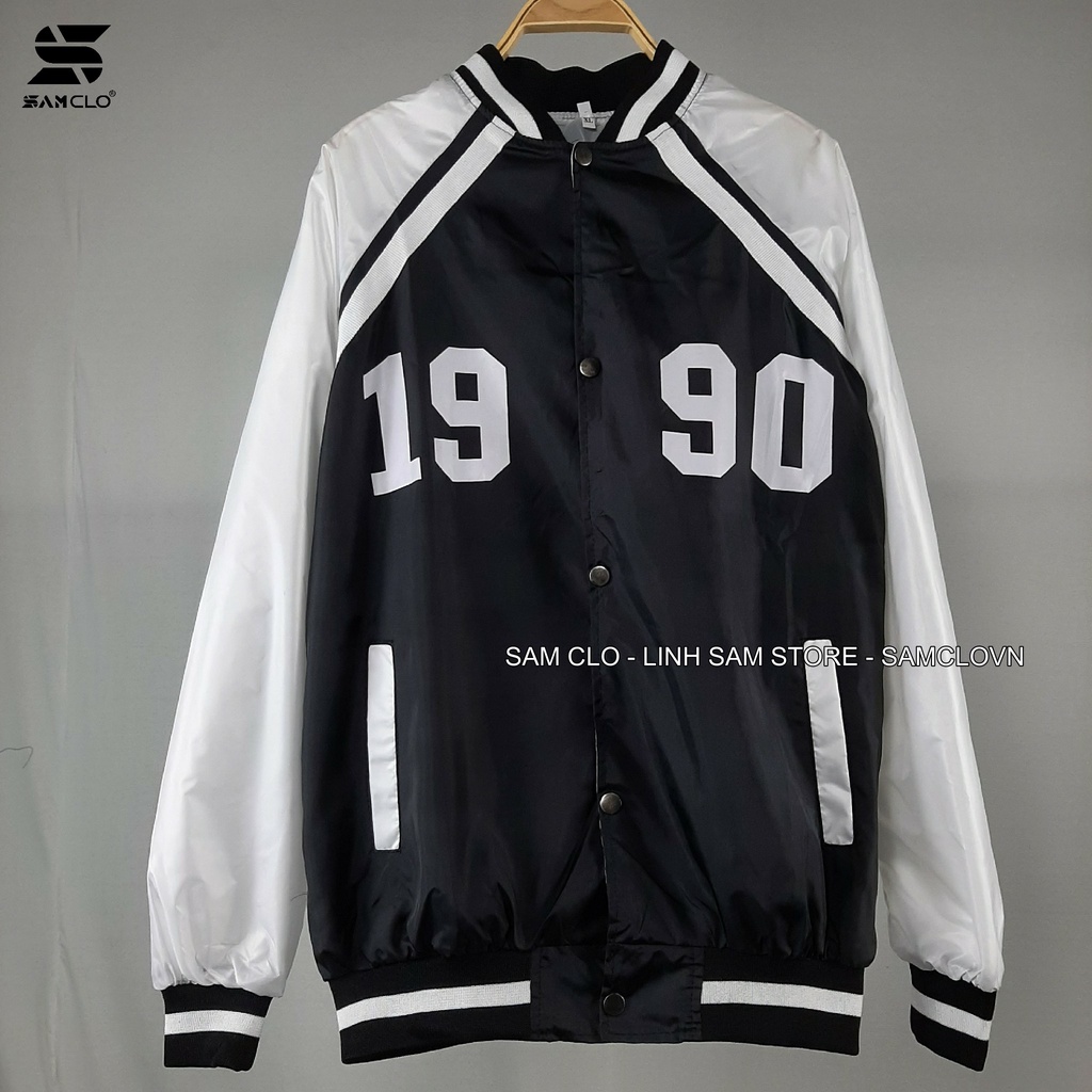 Áo khoác dù bomber 2 lớp nam nữ SAM CLO phong cách bóng chày form rộng unisex mặc cặp - couple IN SỐ 1990