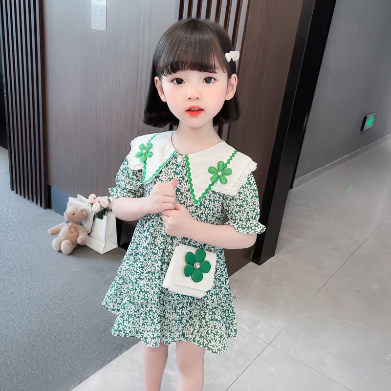 Đầm Công Chúa Họa Tiết Hoa Ngọt Ngào Thời Trang Mùa Hè Hàn Quốc 2022 Mới Cho Bé Gái