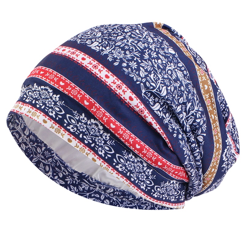 Khăn Choàng Đầu Hai Lớp Mềm Mại Thắt Nút Hoa Châu Phi Màu Đen Phong Cách Bohemia Hợp Thời Trang Cho Nữ