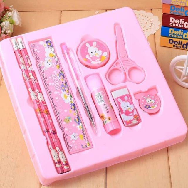 Bộ Dụng Cụ Học Tập 9 Món Họa Tiết Hoạt Hình Dễ Thương Cho Bé 88022 Tổng Kho Sỉ VP88
