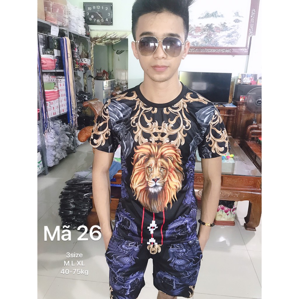 BỘ HÈ NAM IN 3D CAO CẤP ( đầu sư tử Xanh ) | BigBuy360 - bigbuy360.vn