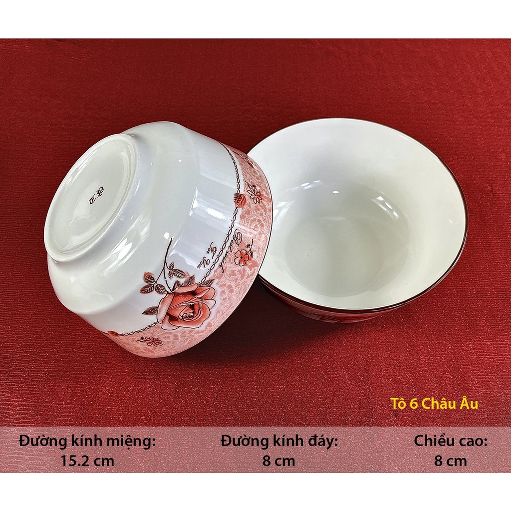Tô sứ Châu Âu  Bát Bảo 4D06, đường kính 6" .Sản phâm bằng sứ bên, đẹp, rẻ, Since_1977