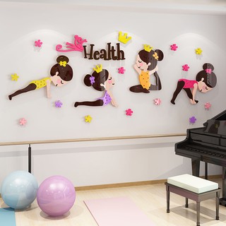 Tranh dán tường mica dán nổi trang trí phòng tập thể dục, yoga, phòng học, trường mầm non