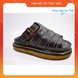 Dép Quai Ngang Nam Doctor Dr.Martens Da Thật 100% Cao Cấp Hàng VNSX - Đế Lót Da Bò - Mã 20D10
