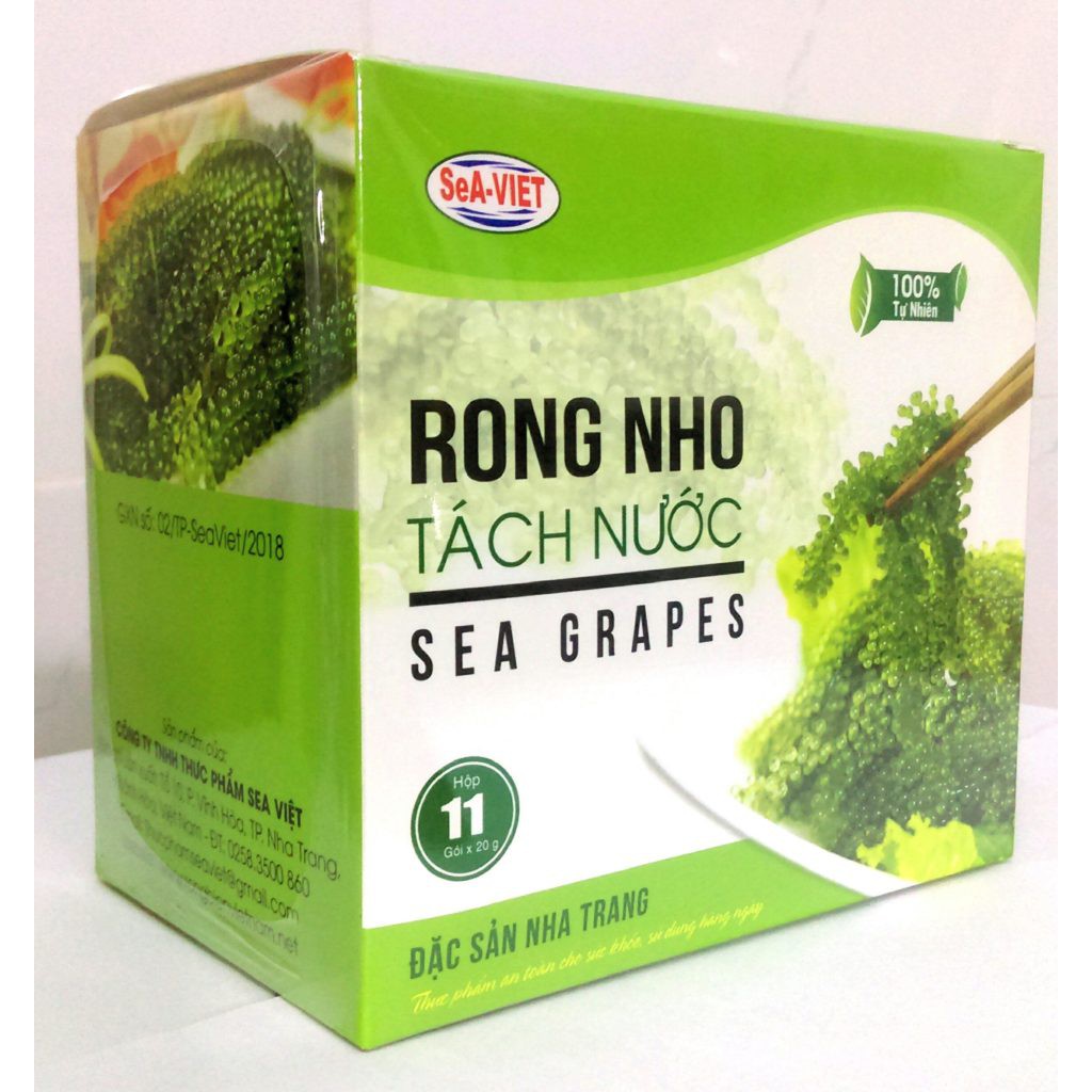 Rong nho tách nước Sea Việt HỘP 220G gồm 11 gói 20g - Kèm 1 gói xốt mè rang