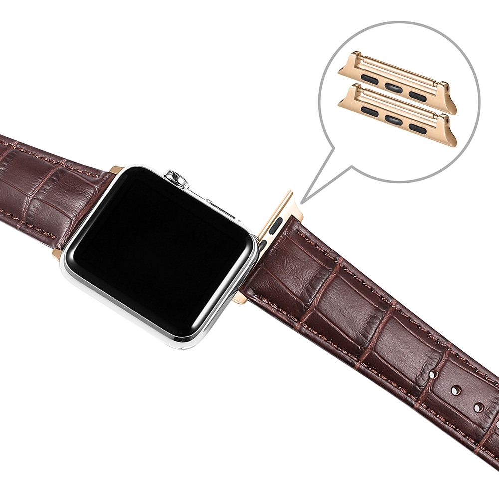 Apple Watch Bands Black Brown Watch Strap Deployment Clasp Adapter 38mm 42mm / 40mm 44mm for iWatch Series 4 Series 3 2